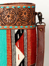 ADBG835 American Darling Western Tote Bag Hand Tooled Floral Carved with Hand Woven Saddle Blanket