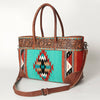 ADBG835 American Darling Western Tote Bag Hand Tooled Floral Carved with Hand Woven Saddle Blanket