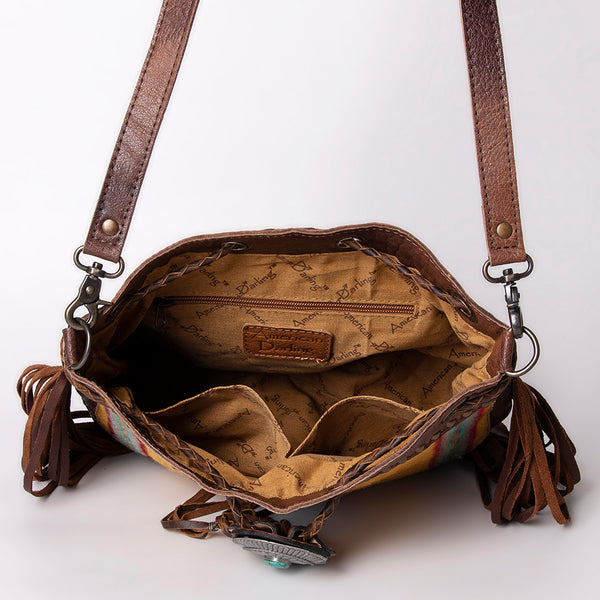 ADBG836 American Darling Western Bucket Bag with Hand Woven Saddle Blanket and Turquoise Concho