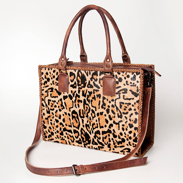 ADBG229 American Darling Western Tote Bag - Handcrafted Hair-On Cowhide & Braided Leather