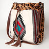 ADBG574 American Darling Southwestern Wool Bucket Bag Drawstring Tote with Leather Strap