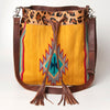 ADBG574 American Darling Aztec Woven Saddle Blanket & Leopard Cowhide Boho Bucket Bag