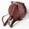 ADBGZ598 Round Tooled Leather Canteen with Cowhide & Floral Design - Western Circle Bag