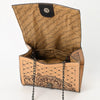 ADBGZ601 Hand Tooled Leather Crossbody Bag with Floral Design & Chain Strap - Western Evening Purse