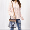 ADBGZ603 Clear Stadium Crossbody Bag with Floral Tooled Leather Trim - Western Concert Purse