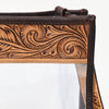 ADBGZ603 Clear Stadium Crossbody Bag with Floral Tooled Leather Trim - Western Concert Purse