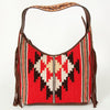 ADBGA212 American Darling Hand-Woven Saddle Blanket Hobo Bag Hand Tooled Leather Fringe