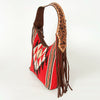 ADBGA212 American Darling Hand-Woven Saddle Blanket Hobo Bag Hand Tooled Leather Fringe