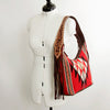 ADBGA212 American Darling Hand-Woven Saddle Blanket Hobo Bag Hand Tooled Leather Fringe