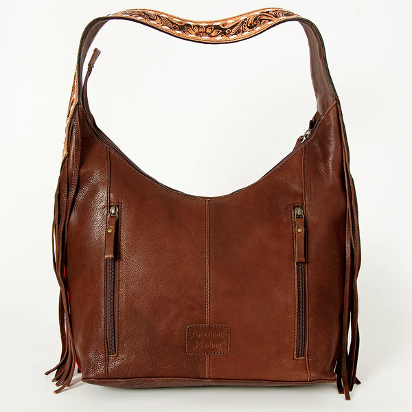 ADBGA212 American Darling Hand-Woven Saddle Blanket Hobo Bag Hand Tooled Leather Fringe