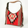 ADBGA212 American Darling Hand-Woven Saddle Blanket Hobo Bag Hand Tooled Leather Fringe
