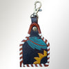 LC-ADKRX106 Hand-Tooled Leather Keyring with Feather & Sunflower Design Western Style