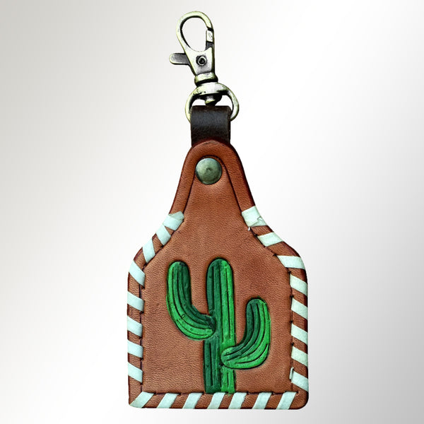 LC-ADKRX110 Hand Tooled Carved Genuine Leather Keyring