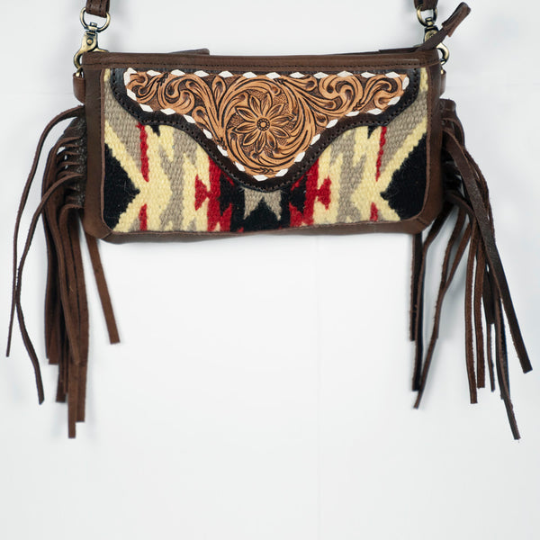 ADBGA244 American Darling Small Cross body Bag Hand Tooled Woven Saddle Blanket