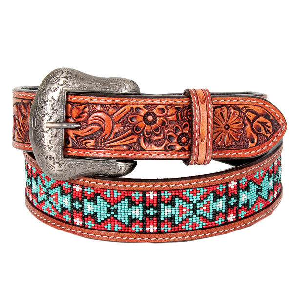 LC-BEE114-NaturalWestern leather Belt
