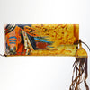 ADBGM136 Cowgirl Hand-Painted Leather Clutch - Western Art with Fringe and Stud Detail