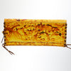 ADBGM136 Cowgirl Hand-Painted Leather Clutch - Western Art with Fringe and Stud Detail