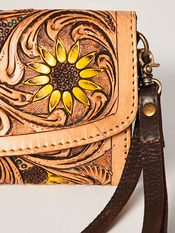 ADBGA247 American Darling Hand Tooled Genuine Leather Small Cross body Bag with Leather Strap