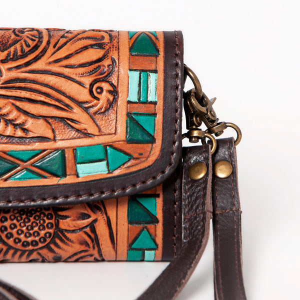 ADBGA247 American Darling Hand Tooled Genuine Leather Small Cross body Bag with Leather Strap