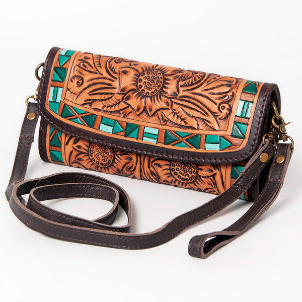 ADBGA247 American Darling Hand Tooled Genuine Leather Small Cross body Bag with Leather Strap