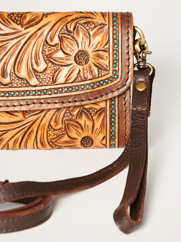 ADBGA247 American Darling Hand Tooled Genuine Leather Small Cross body Bag with Leather Strap