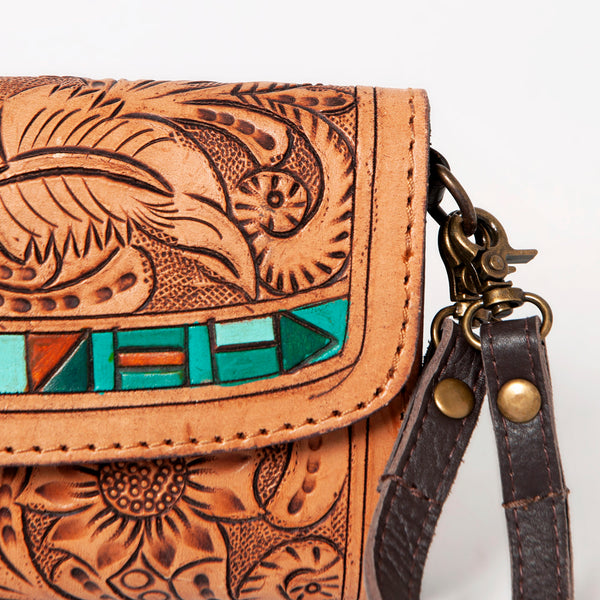 ADBGA247 American Darling Hand Tooled Genuine Leather Small Cross body Bag with Leather Strap