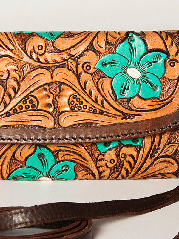 ADBGA247 American Darling Hand Tooled Genuine Leather Small Cross body Bag with Leather Strap