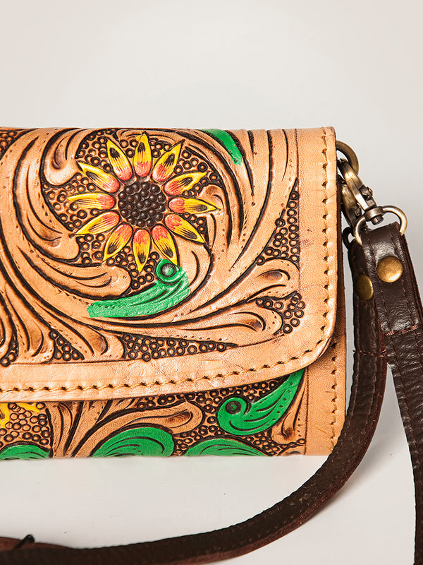 ADBGA247 American Darling Hand Tooled Genuine Leather Small Cross body Bag with Leather Strap