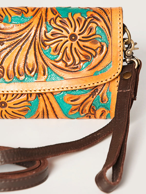 ADBGA247 American Darling Hand Tooled Genuine Leather Small Cross body Bag with Leather Strap
