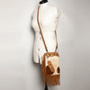 ADBGA249 Floral Tooled Leather Cowhide Fringe Crossbody Western Chaps Bag