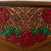 ADBGA250 American Darling Hand Tooled Genuine Leather Jewelry Case Floral Carved