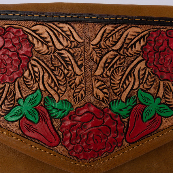 ADBGA250 American Darling Hand Tooled Genuine Leather Jewelry Case Floral Carved