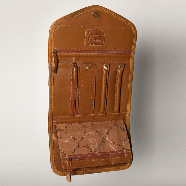 ADBGA250 American Darling Hand Tooled Genuine Leather Jewelry Case Floral Carved