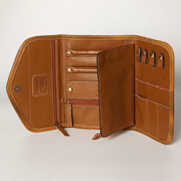 ADBGA250 American Darling Hand Tooled Genuine Leather Jewelry Case Floral Carved