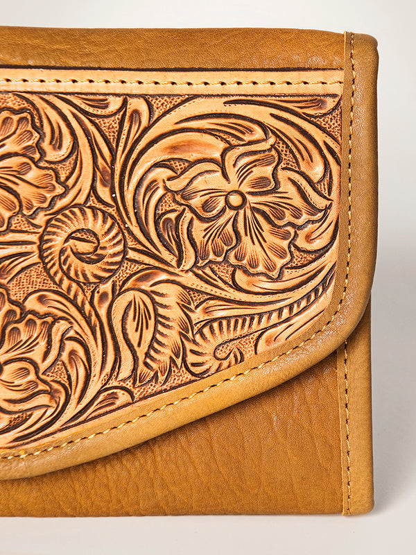 ADBGA250 American Darling Hand Tooled Genuine Leather Jewelry Case Floral Carved