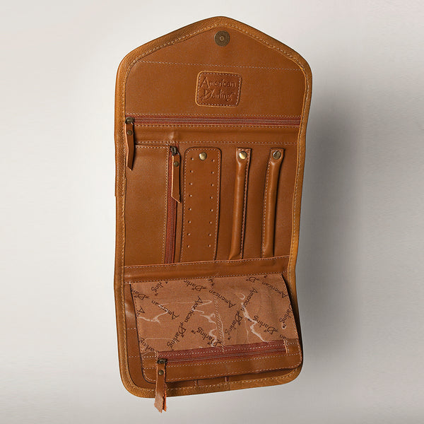 ADBGA250 American Darling Hand Tooled Genuine Leather Jewelry Case Floral Carved