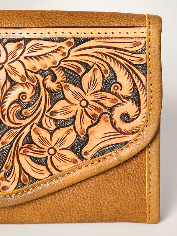 ADBGA250 American Darling Hand Tooled Genuine Leather Jewelry Case Floral Carved