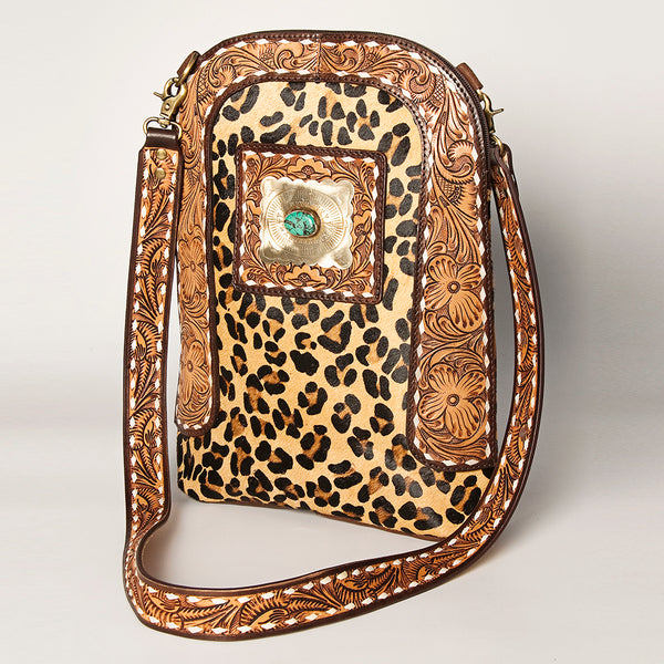 ADBGA251 American Darling Hair-On Cowhide Large Cross body Bag Hand Tooled Leather