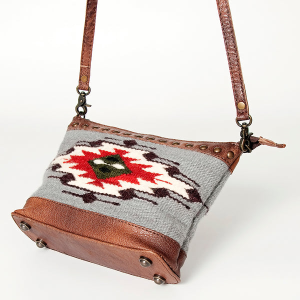 ADBG783 American Darling Western Leather Cross body Bag - Handcrafted Woven Saddle Blanket Purse