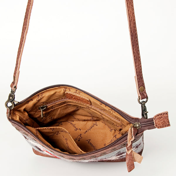 ADBG783 American Darling Western Leather Cross body Bag - Handcrafted Woven Saddle Blanket Purse