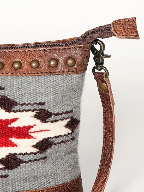 ADBG783 American Darling Western Leather Cross body Bag - Handcrafted Woven Saddle Blanket Purse