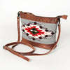 ADBG783 American Darling Western Leather Cross body Bag - Handcrafted Woven Saddle Blanket Purse