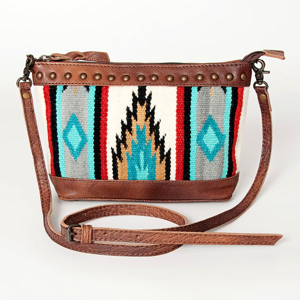 ADBG783 American Darling Western Leather Cross body Bag - Handcrafted Woven Saddle Blanket Purse