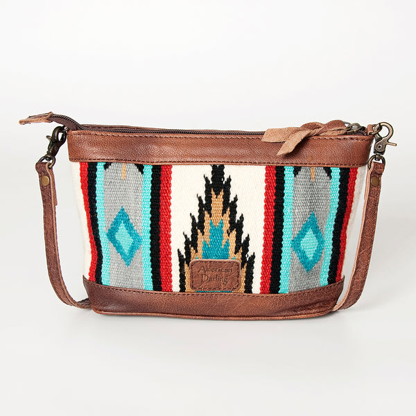 ADBG783 American Darling Western Leather Cross body Bag - Handcrafted Woven Saddle Blanket Purse