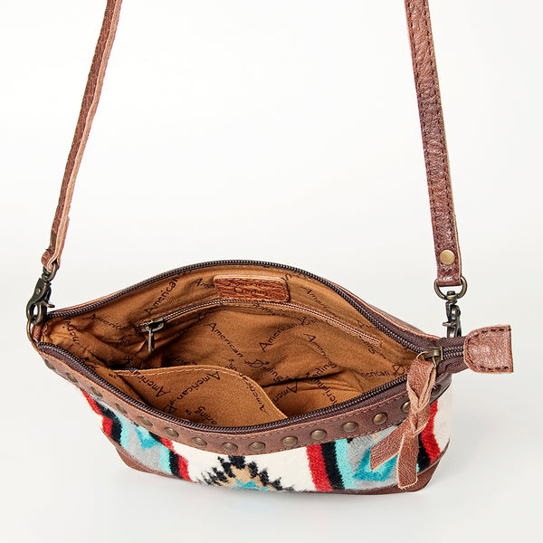 ADBG783 American Darling Western Leather Cross body Bag - Handcrafted Woven Saddle Blanket Purse