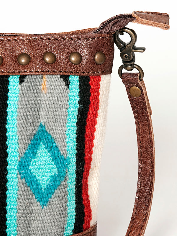 ADBG783 American Darling Western Leather Cross body Bag - Handcrafted Woven Saddle Blanket Purse
