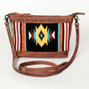 ADBG783 American Darling Western Leather Cross body Bag - Handcrafted Woven Saddle Blanket Purse