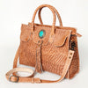 ADBG704 American Darling Handcrafted Western Leather Tote Bag with Tassels