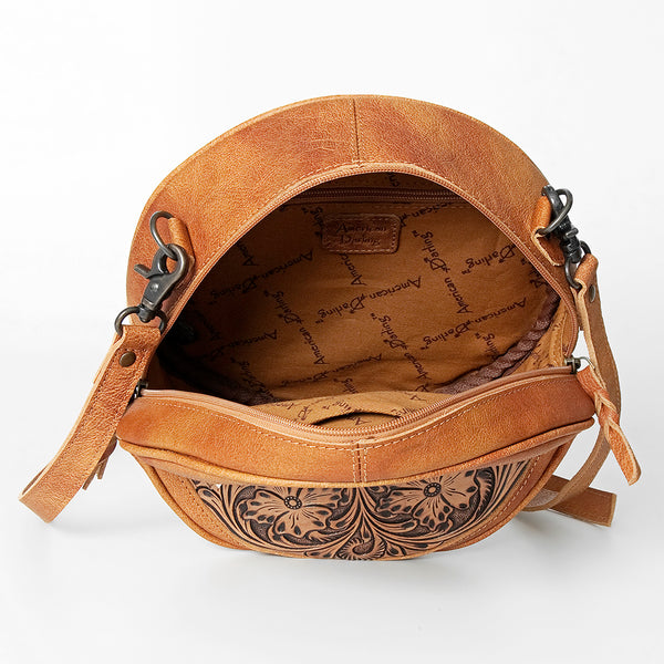 ADBG839 American Darling Western Canteen Bag Hand Tooled Floral Carved with Hair-On Cowhide