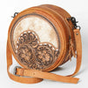 ADBG839 American Darling Western Canteen Bag Hand Tooled Floral Carved with Hair-On Cowhide